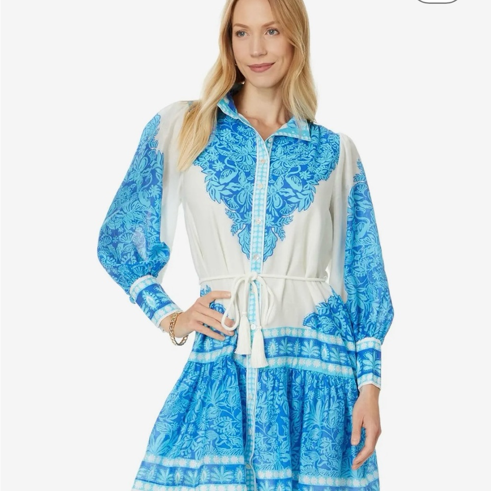 BNWT Lilly Pulitzer Drena Dress, Breezy Aqua Jungle Escape Engineered, Size 14.